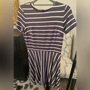 Loft Petites 0 NWT knit gray/white stripe dress